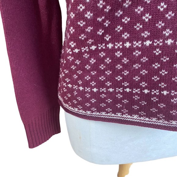 NWT Oshkosh Cashmere Fair Isle Turtleneck Sweater Burgundy Après-Ski Knit-M - Picture 6 of 13